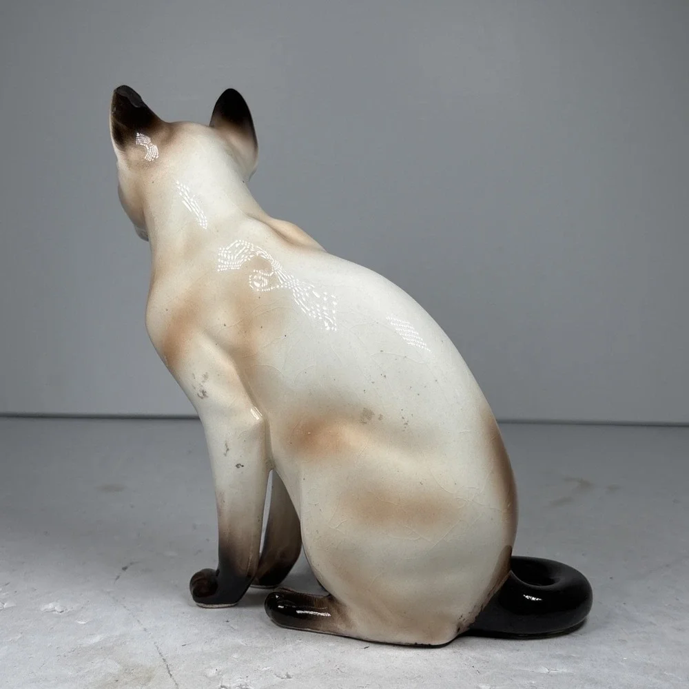 Vintage 1967 Chocolate Point‎ Siamese Cat Porcelain Figurine Japan